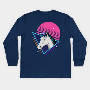 80s Unicorn Retro Gift Vintage Magical Horse preschool love Kids Long Sleeve T-Shirt